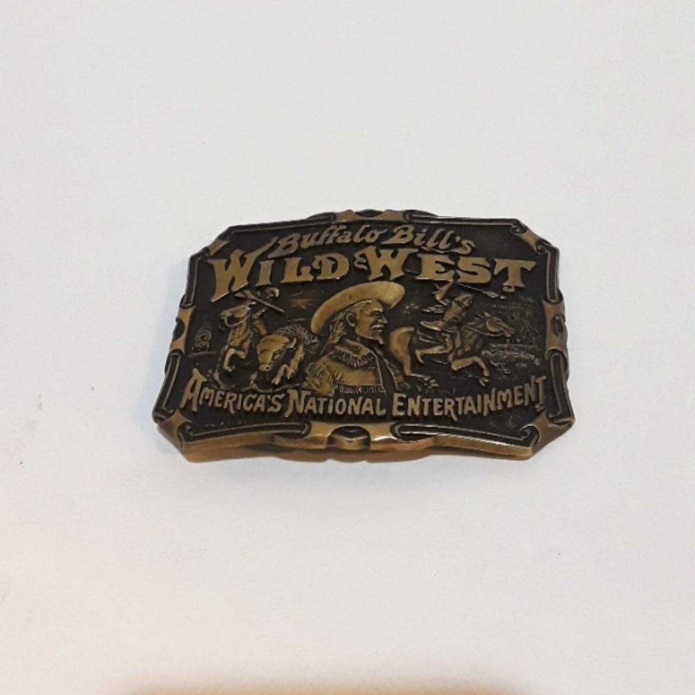 c RARE BUFFALO BILLS WILD WEST SOLID BRASS BUCKLE